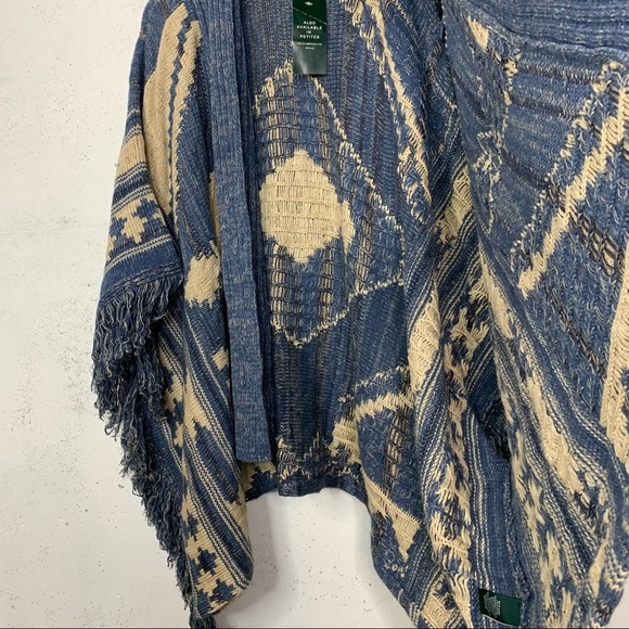 Lauren Ralph Lauren Vintage Aztec Knitted Wool Linen Blend Poncho Shawl Cardigan - Picture 6 of 16